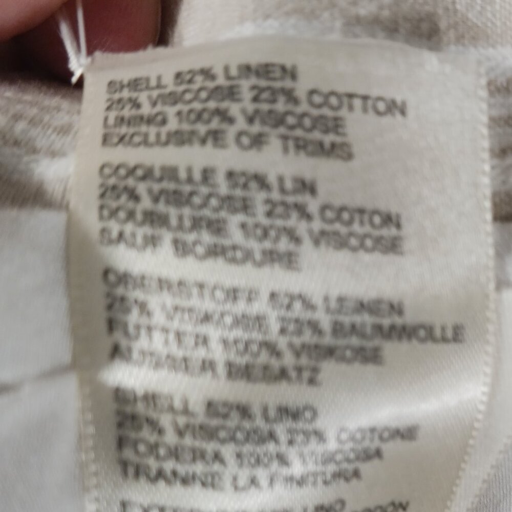 Free People "Fern" Oversized Striped Linen Blend Blazer, Ruched Sleeves SZ Small - Picture 15 of 16